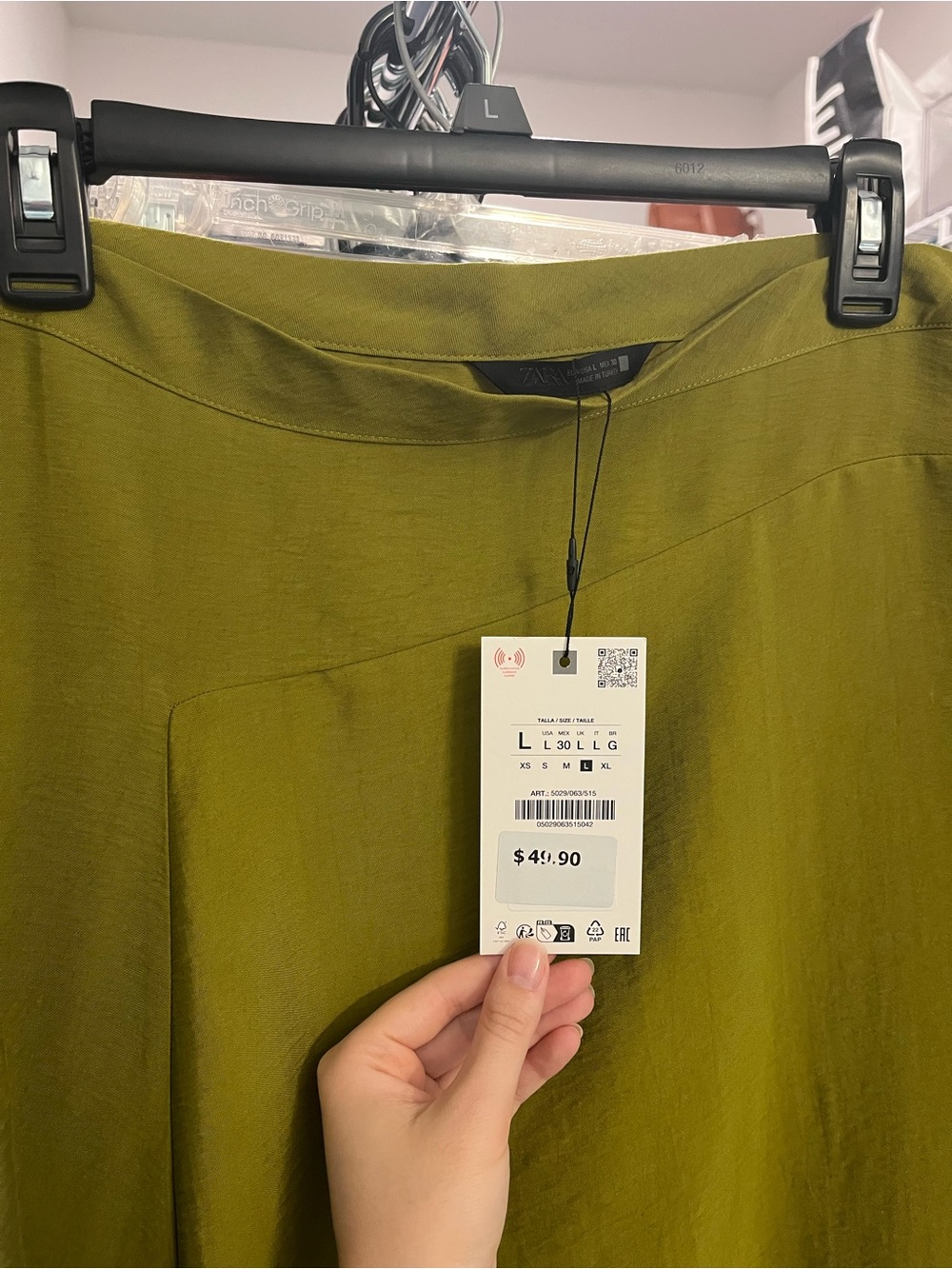 Zara Olive Green Asymmetric Midi Skirt - Picture 3 of 5